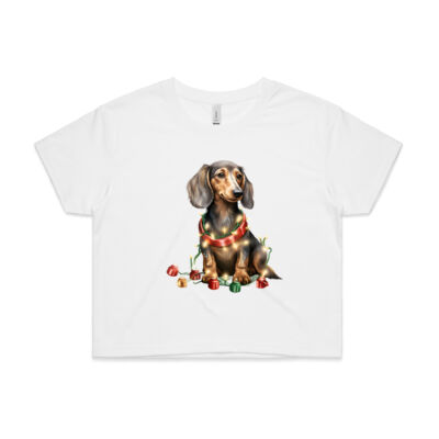 CROP TOP - DACHSHUND WRAPPED IN CHRISTMAS LIGHTS - AS Colour CROP TEE - 4062 - AS Colour CROP TEE - 4062 Thumbnail