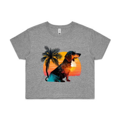 CROP TOP - DACHSHUND SOAKING UP THE TROPICAL SUN - AS Colour CROP TEE - 4062 - AS Colour CROP TEE - 4062 Thumbnail