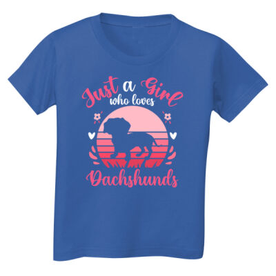 TODDLER TEE - JUST A GIRL WHO LOVES DACHSHUNDS - Toddler Unisex T Shirt - Toddler Unisex T Shirt Thumbnail